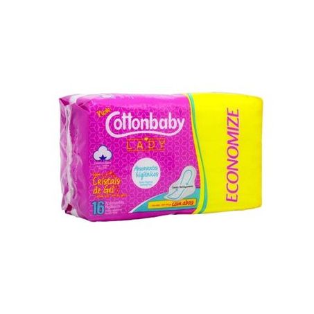 Absorvente sem abas suave cristais de gel cottonbaby lady pacote 15 unidades