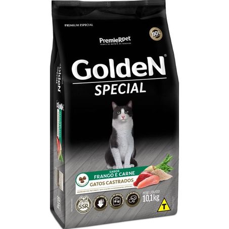 Ração Golden Special Frango e Carne para Gatos Castrados 10,1Kg 360-1