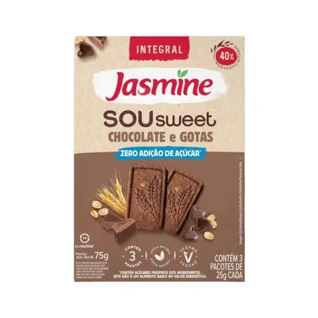 BISCOITO SOU SWEET CHOCOLATE E GOTAS ZERO 75G - JASMINE