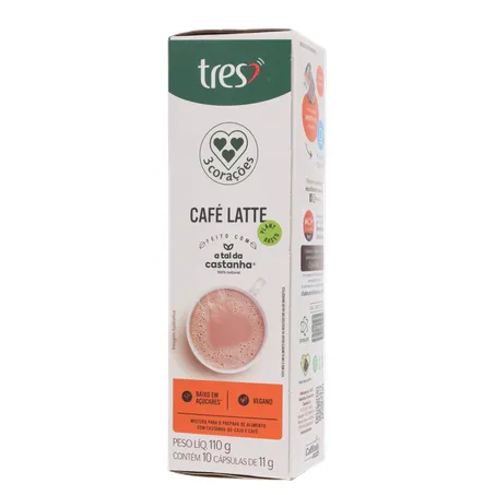 Café com Leite em Cápsula 3corações Latte Vegano Caixa com 10un - 110gr 360-2