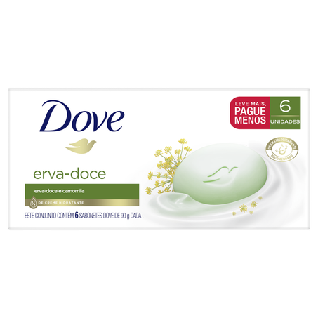 Kit Sabonete Dove 90g 6un Erva Doce