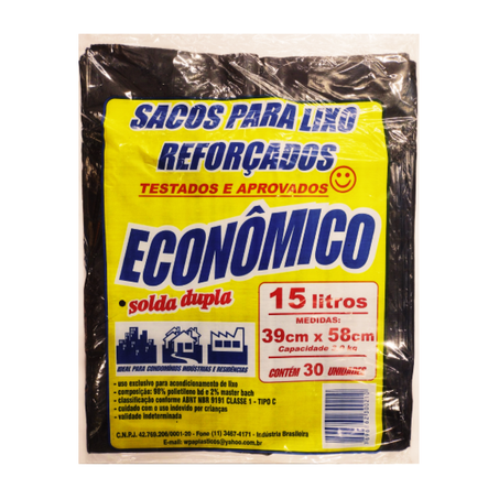 Saco P/Lixo Econômino 15l C/30