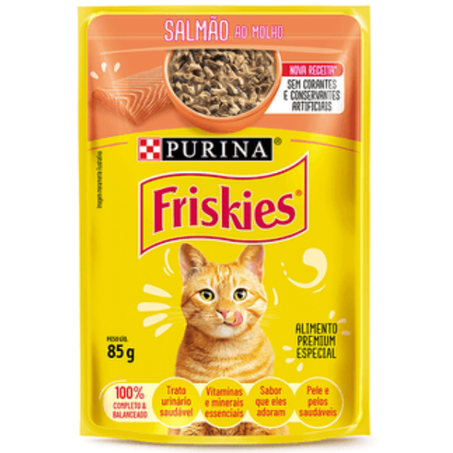 RACAO FRISKIES P/GATOS 85G SALMAO