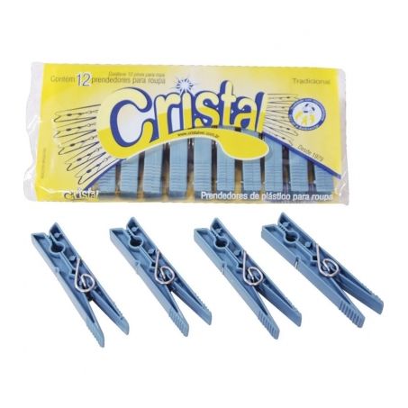 Prendedor de Roupa Cristal Tradicional Embalagem 12UN