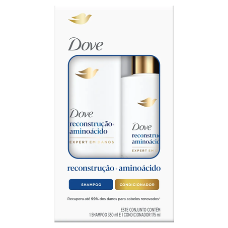 Kit dove shampoo350ml+condicionador 175ml reconstrução aminoacido