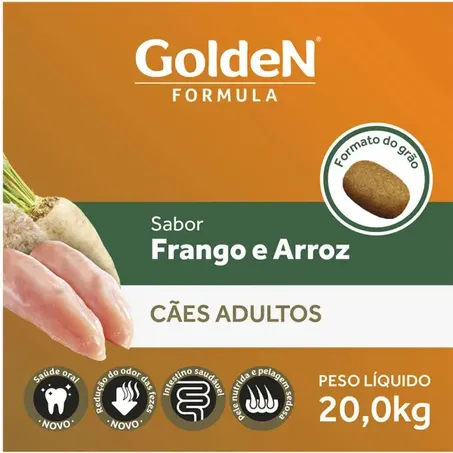 Ração Golden Fórmula para Cães Adultos Sabor Frango e Arroz 20Kg 360-1
