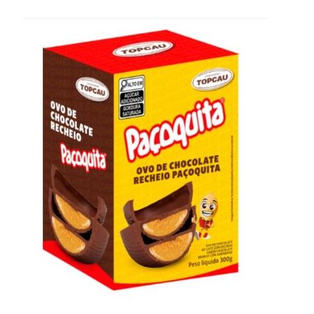 Ovo de Páscoa ao Leite Recheio Paçoquita Topcau Caixa 300g 360-1