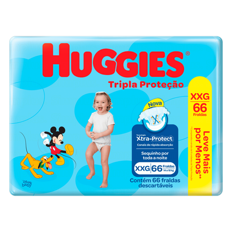 Fralda tripla hiper huggies xxg c/66