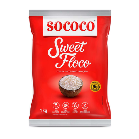 Coco Ralado Sococo Sweet Flocos Úmido E Adoçado Pacote  1Kg
