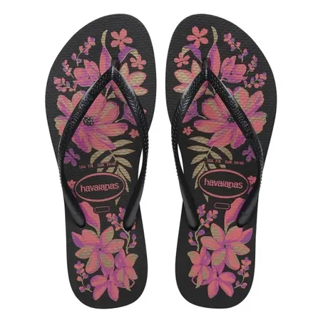 HAVAIANAS SLIM ORGANIC PRETO/CINZA/OURO 37/38