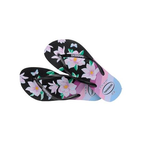 SAND HAV SLIM FLORAL PRETO/PRETO/LILAS 35/36