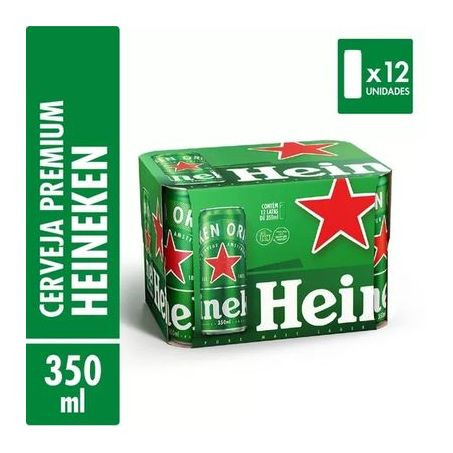 Cerveja heineken sleek 350ml cx c/ 12 latas