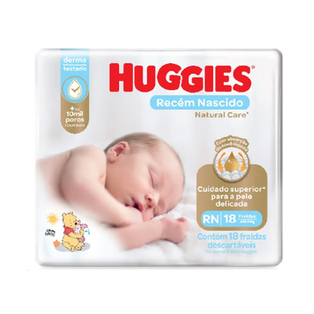FRALDA HUGGIES NATURAL CARE RN 18UN