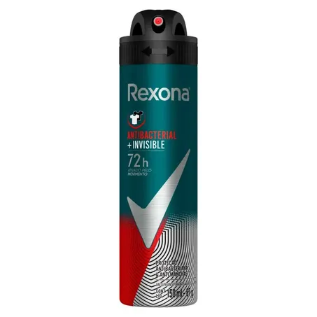 Antitranspirante aerossol rexona men antibacterial+ invisible frasco 150ml