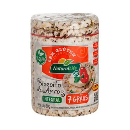 BISC ARROZ NATURAL LIFE 7 GRÃOS 80G