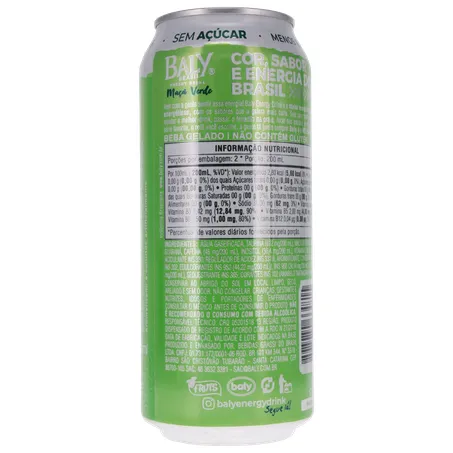 BEBIDA ENERGÉTICA BALY DRINK SUGAR FREE MAÇÃ VERDE 473ML 360-16