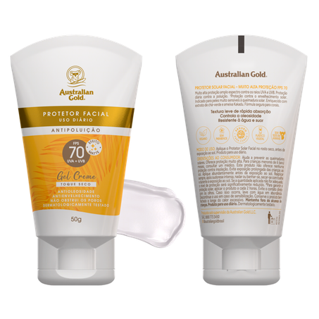 Protetor Solar Facial Gel-Creme FPS 70 Australian Gold Bisnaga 50g