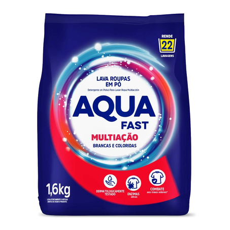 Lava Roupas em Pó Aquafast Multiação 1,6Kg