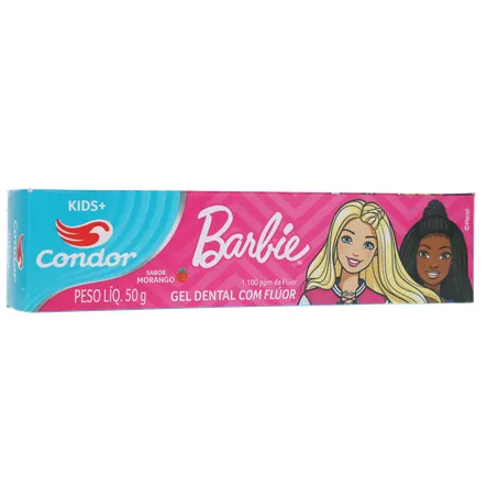 Creme Dental Infantil Barbie Morango com Flúor Condor 50G 360-34