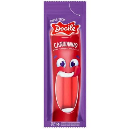 Bala canudinho docile 15gr morango
