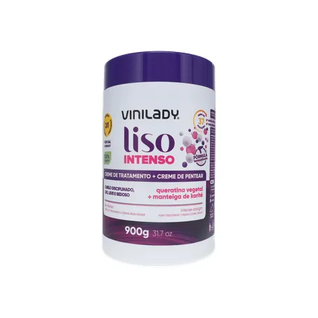 Creme de Tratamento + Creme de Pentear Vinilady Liso Intenso Pote 900gr 360-1