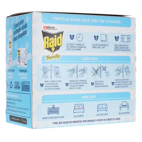 Repelente Raid Family Sem Cheiro Aparelho com Refil 32,9Ml 360-15