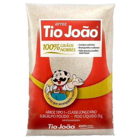 Arroz tio joao 2kg branco tipo1