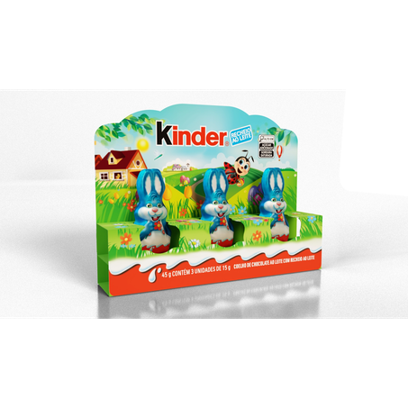 Coelhos de Chocolate ao Leite Kinder com 3 Unidades de 15G Cada