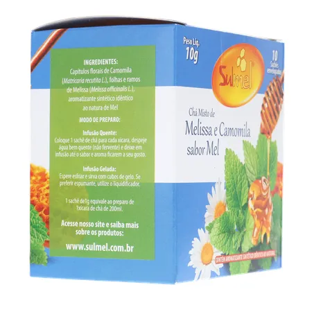Cha sulmel melissa camomila mel 10g 360-12