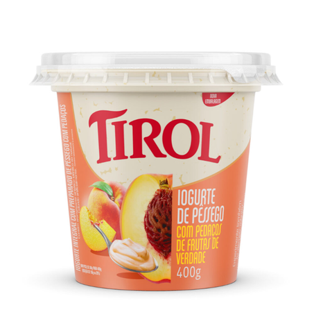 Iogurte tirol c/ped 400g pessego