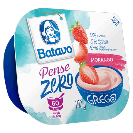 Iogurte batavo grego pense zero morango 100g