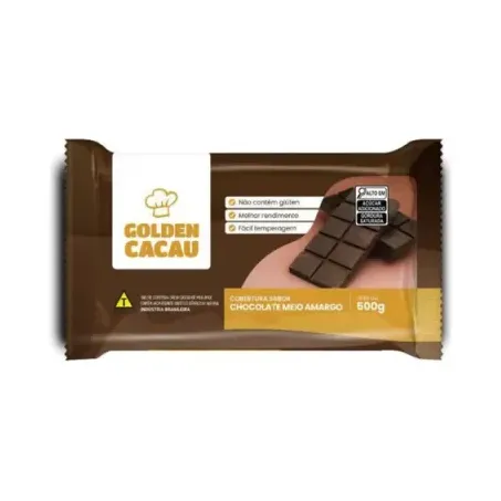 CHOCOLATE GOLDEN CACAU MEIO AMARGO 500G