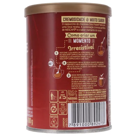 MISTURA CAPPUCCINO NESCAFÉ CHOCOLATE LATA 180G 360-11