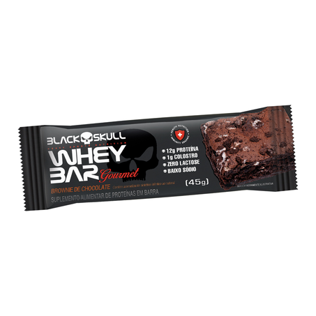 Barra de Proteína Brownie Black Skull Whey Chocolate Zero Lactose 45g