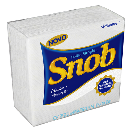 GUARDANAPO DE PAPEL FOLHA SIMPLES SNOB 33cm x 30cm Pacote 50 Unidades 360-3