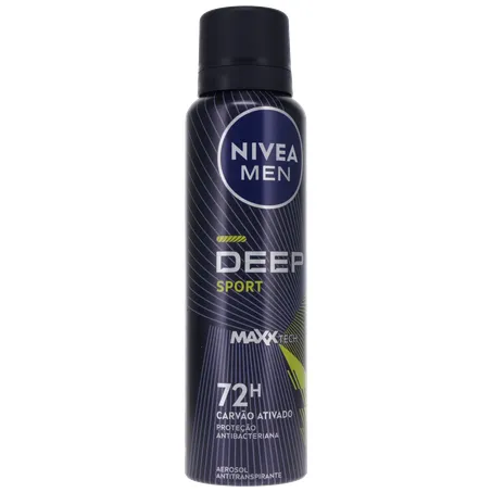 Antitranspirante Aerosol Nivea Men Deep Sport 72H Carvão Ativado Frasco Spray 150ml 360-34