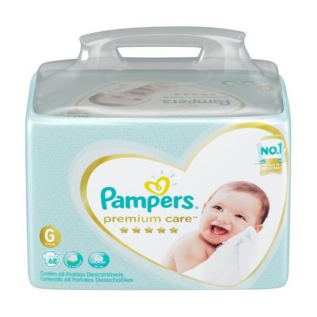 Fralda premium care pampers g com 68