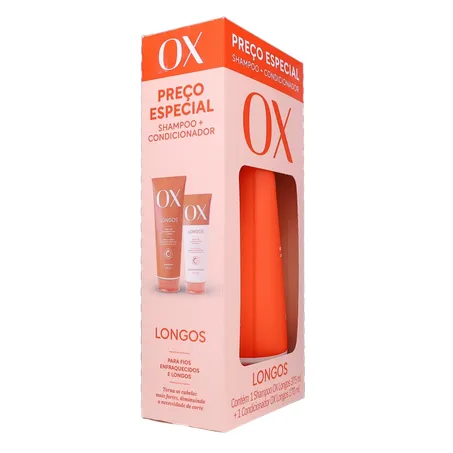 Kit Shampoo com 375Ml  Condicionador com 170Ml Ox Longos 360-30