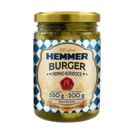 Pepino Conserva Hemmer 200g Burguer Pepino Agridoce