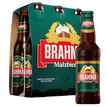 Cerveja brahma pcc/06x355ml long neck malzbier pc
