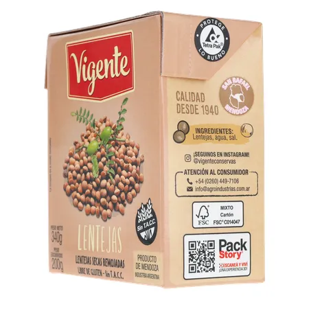 LENTILHA EM CONSERVA IMPORTADO DA ARGENTINA VIGENTE TP 200G 360-6