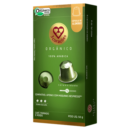 CAPSULA DE CAFÉ 3 CORAÇÕES ESPRESSO ORGÂNICO 10 UNIDADES