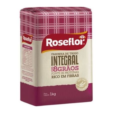 FARINHA DE TRIGO ROSEFLOR 1 KG INTEGRAL 8 GRAOS   