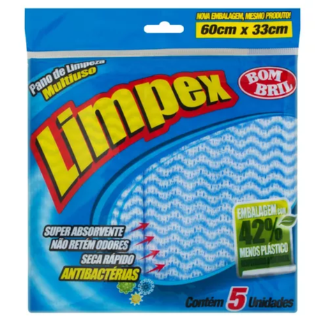 Pano multi uso bombril limpex azul 33x60 5un
