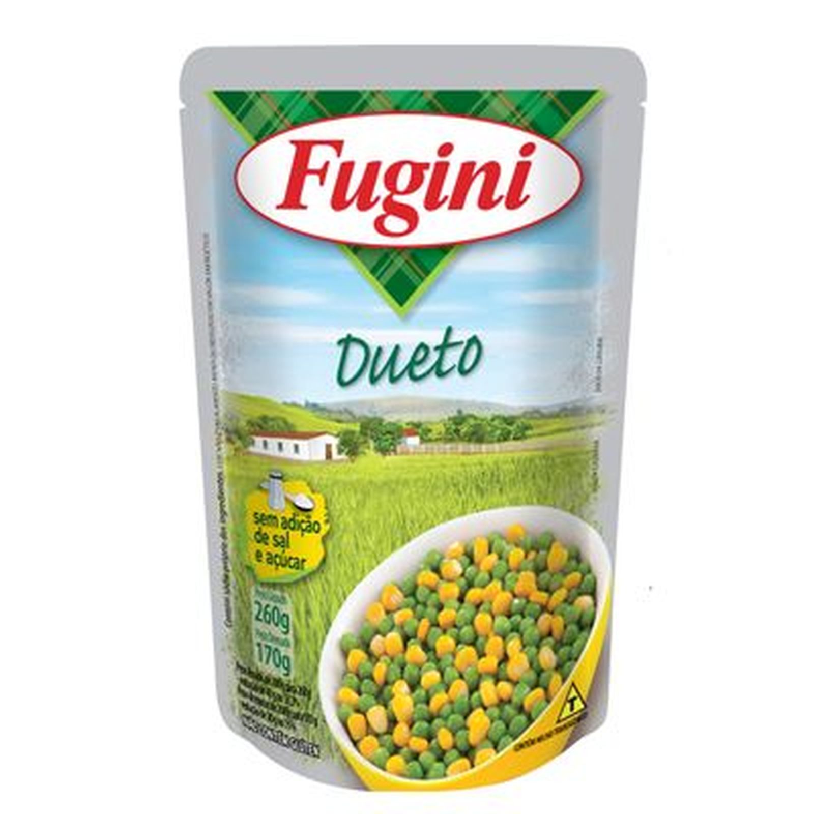 Ervilha e Milho Verde Dueto Em Conserva Fugini Sachê 260gr