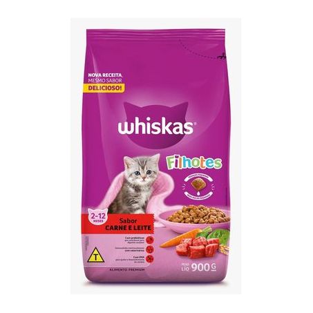 Alim gatos whiskas carne leite filh 900g