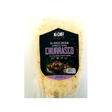 Sal grosso ki-chef com alho pacote 500g