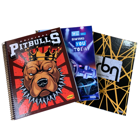 Escolar caderno sd cd kbom masculino 1m 96fl