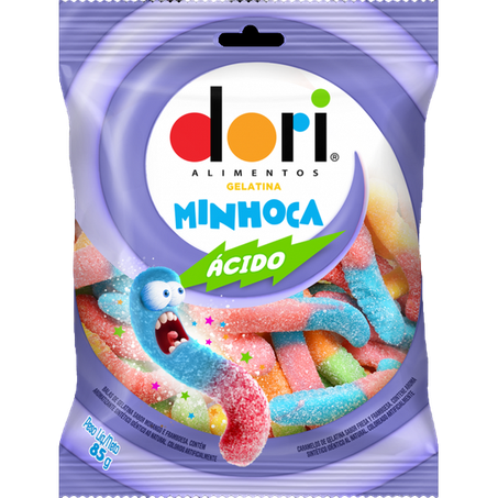 Bala dori gelatina minhocas acido 60g