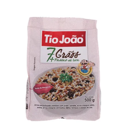 ARROZ TIO JOÃO 7 GRÃOS INTEGRAL + PASSAS UVAS 500G